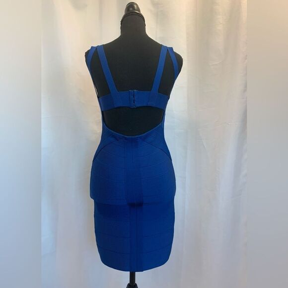 BEBE cobalt blue sleeveless bodycon bandage mini dress Sz S - Picture 6 of 11